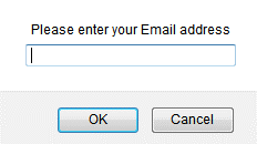 Example of editing your email if you select Alert Me before your email and Save Email is selected. Text reads Please enter your Email address, with OK and Cancel buttons.